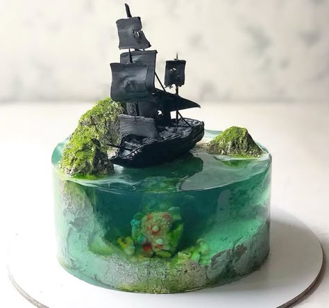 Island Cake, Ocean Cakes, Custom Desserts, Modern Cakes, Jelly Cake, Crazy Cakes, Cupcake Cake, Paradise Island, Edible Art