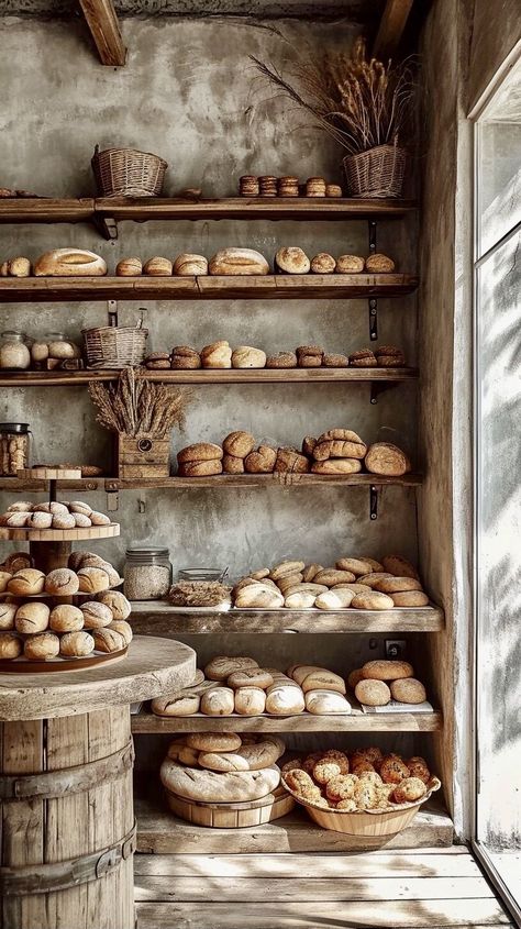 Bakery Rustic, Pastry Cafe, Bakery Website, Bread Display, Vintage Bakery, Bakery Interior, Product Visualization, Bakery Design Interior, Bread Shop