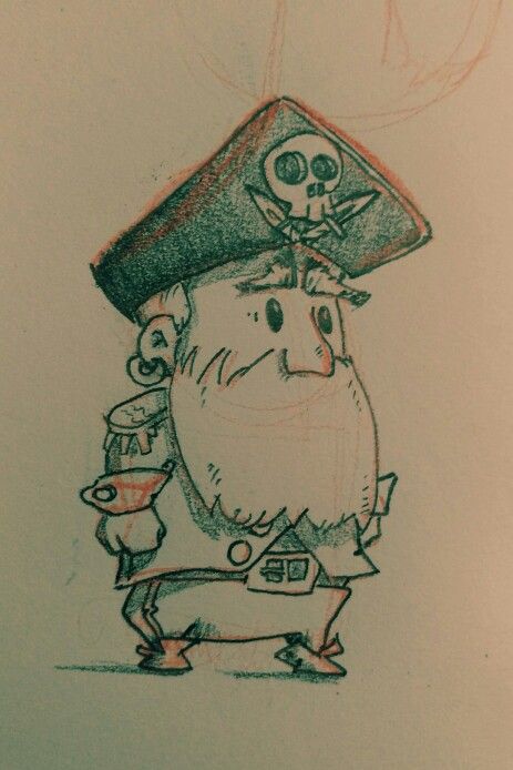 Pirate sketch Art Sketches Doodles Cartoon, Cute Pirate Drawing, Cartoon Pirate Drawing, Pirate Drawing Sketches, Pirate Art Drawing, Pirates Drawing, Pirate Drawings, Drawing Pirate, Pirate Sketch