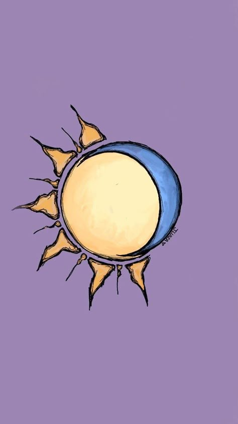 Sun And Moon Cute Drawing, Moon And Sun Drawing, Sun Moon Drawing, Sun And Moon Wallpaper, Sun And Moon Drawing, Sun And Moon Art, Sun Drawing, Arte Van Gogh, Wallpaper Doodle