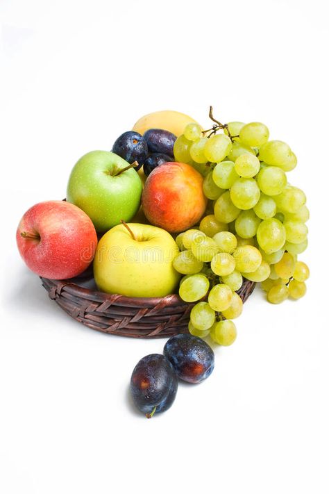 Fruit Photoshoot, All Fruits Images, Fruit With White Background, Fresh Fruits And Vegetables Photography, Fruit Stock Photo, Mixed Fruits Photos, Easy Korean Words, Ripe Fruit, Fruit Basket