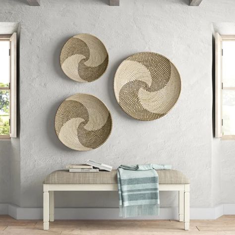 3 Piece Swirl Natural Seagrass Wall Décor Set Basket Wall Decor Modern, Seagrass Wall Decor, Gallery Wall Frame Set, Wall Frame Set, Decorative Light Bulbs, Plate Wall Decor, Rose Wall, Gallery Wall Frames, Classic Wall