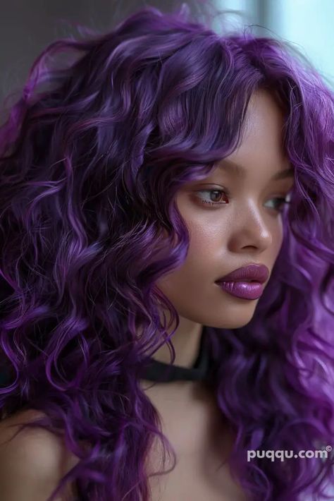 purple-hair-color-70 Deep Violet Hair, Lavender Hair Dye, Bright Purple Hair, Hair Dye Styles, Fantasy Hair Color, Dye Styles, Diy Hair Dye, Purple Hair Color, Temporary Hair Dye