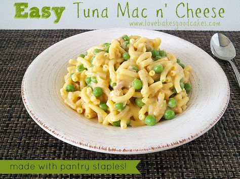 Easy Tuna Mac n' Cheese by lovebakesgoodcakes, via Flickr Tuna Mac And Cheese, Easy Tuna Recipes, Love Bakes Good Cakes, Mediterranean Tuna Salad, Good Cakes, Kraft Dinner, Boxed Mac And Cheese, One Dish Dinners, Tuna Recipes