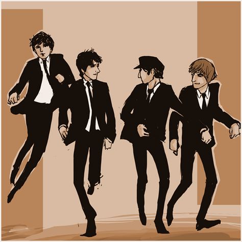 Beatles Running Beatles Drawing, Beatles Artwork, Beatles Fan Art, The Beatles Art, The Beatles 1, Beatles Cartoon, Beatles Graphic, Band On The Run, Music Genius