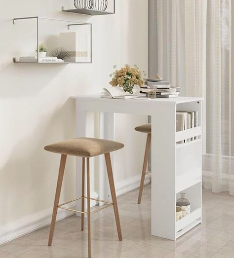 (Ad) - Amazon - one stop shop for all your home styling needs. #homedecor #furniture #neutralstyling #neutrals #homestyle #homeinspo #homeinspiration Bar Table With Storage, Small Flats, Home Bar Table, Wood Bar Table, Home Bar Furniture, Storage Racks, Trestle Dining Tables, Sonoma Oak, Utila