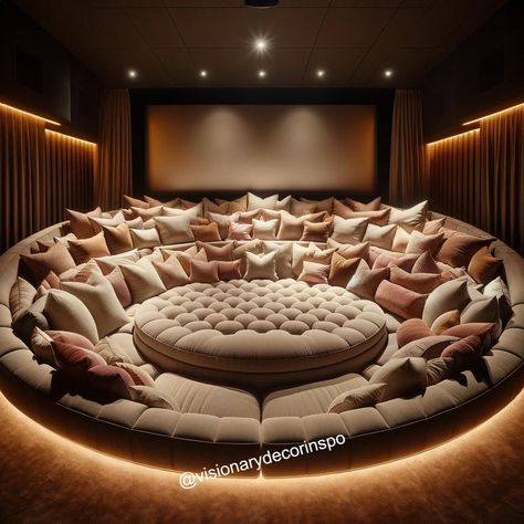 Couch Combinations, Circle Couch, Giant Couch, Giant Bed, Cinema Room Design, Giant Beds, Cloud Bedroom, Movie Theater Rooms, Home Theater Room Design