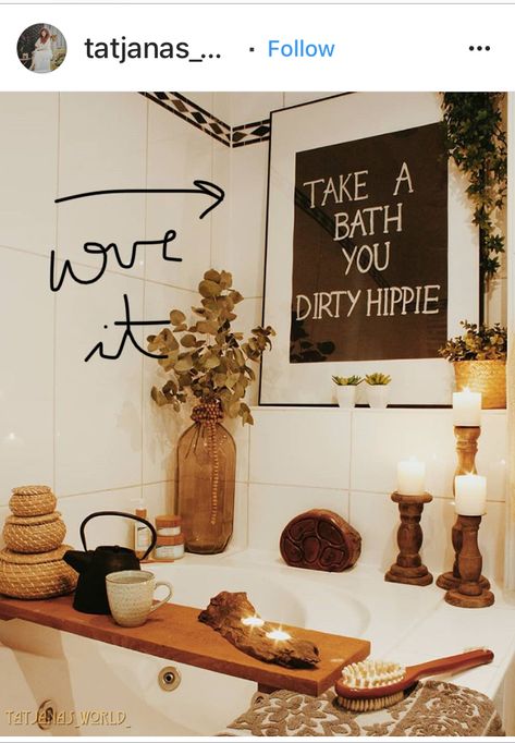 Boho Half Bath, Take A Bath You Dirty Hippie, Dirty Hippie, Bathroom Upgrade, Take A Bath, Hippie Homes, Aesthetic Bathroom, Boho Theme, Toilet Design