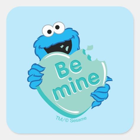 Cookie Monster Be Mine Valentine's Heart Candy Square Sticker - Valentines Day Gifts Cookie Monster Valentine, Monster Valentine, Shower Snacks, Valentines Gift Wrap, Baby Shower Snacks, Monster Valentines, Artistic Ideas, Heart Cookie, Giant Candy