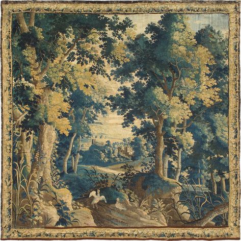 Tapestry, Verdure, silk and wool, France, early 18th c French Tapestry, Carpet Trends, Some Beautiful Pictures, Mirror Painting, Tapestry Art, Needlepoint Pillows, Pictures To Paint, Vintage Wallpaper, 17th Century