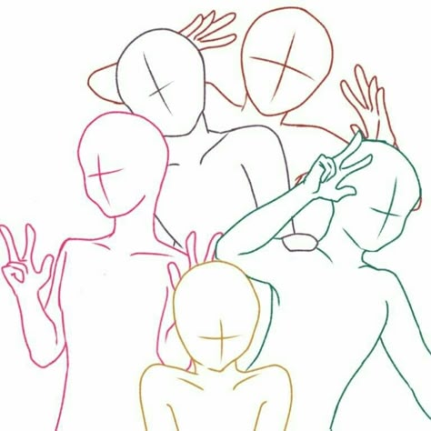 Drawing Of 5 Friends, Squad Drawing Base Group Of 5, 5 Characters Drawing Base, Group Of 5 Reference, 5 Friends Drawing Base, 5 People Template, Drawing 5 Friends, Group Of 3 Drawing, 5 Base Drawing