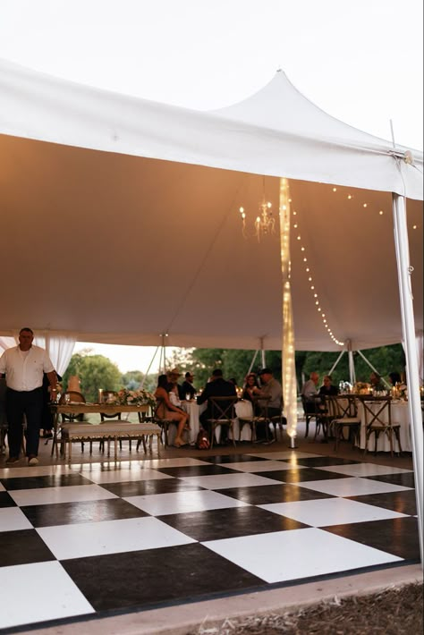 #wedding #weddingideas #outdoorwedding #gardenwedding #tentwedding #fallweddingideas Checkerboard Dance Floor Wedding, Backyard Tent, Dance Floor Wedding, Gazebo Wedding, White Floors, Miami Wedding, Tent Wedding, Dance Floor, Outdoor Garden