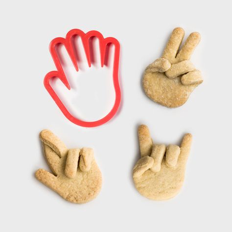 Shaped Cookie, Kitchen Products, Hand Shapes, Monster Cookies, Cute Food, Peace Sign, Just Desserts, Cookie Decorating, Sugar Cookies