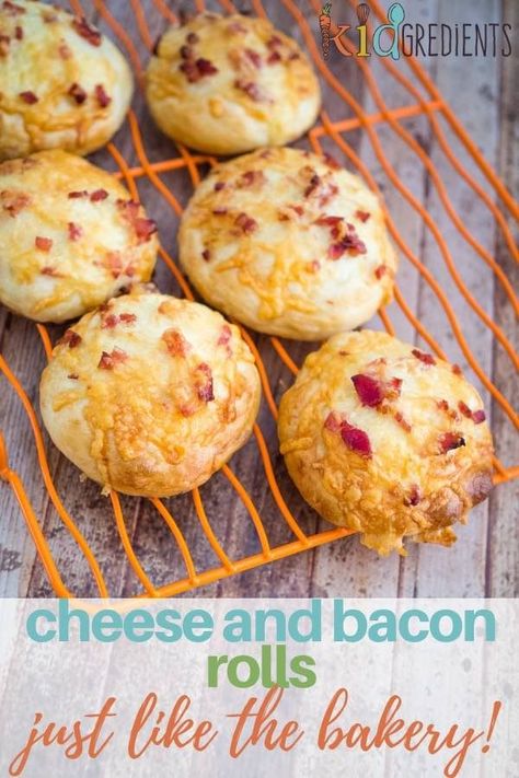 These delicious cheese and bacon rolls are just like bakery ones and quick and easy to make with a conventional or Magimix Cook Expert method. #kidgredients #kidsfood #baking #lunchbox #kidsrecipes Make Bread At Home, Cheese And Bacon Rolls, Recipes Banana Bread, Bacon Rolls, Baked Zucchini Fritters, Bacon Roll, Kid Foods, Bread At Home, Bread Maker Recipes