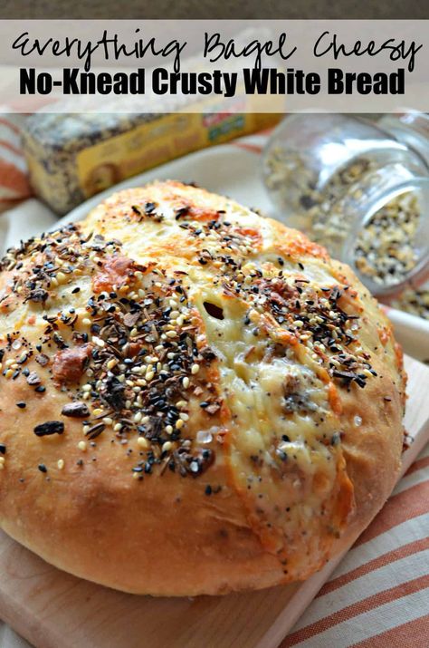 Bagel Dough Recipe, Everything Bagel Bread, Crusty White Bread, Bread For Dinner, Bagel Bread, Savory Breads, Artisan Breads, Dutch Oven Bread, Knead Bread Recipe