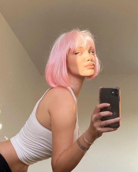 AP on Instagram: “💗” Pink Bob Wig, Bubblegum Pink Hair, Pink Bob, Pink Dip Dye, Ombre Bob, Pastel Pink Hair, Urban Outfitters Clothes, Fringe Bangs, Pink Wig