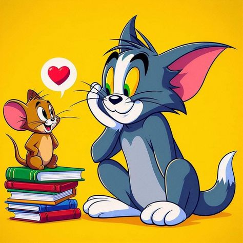 Tom And Jerry Tattoo Design, Watch Dp, Deepavali Message, Tom And Jerry Drawing, School Wall Art Ideas, Tom And Jerry Kids, Cartoon Wall Painting, Frog Painting, Boho Art Painting