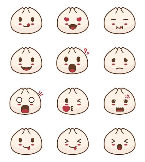 Siopao Cartoon, Cute Dumpling Cartoon, Dimsum Cartoon, Bao Cartoon, Chinese Cartoon Characters, Bao Illustration, Dimsum Illustration, Dumpling Drawing, Dumpling Cartoon