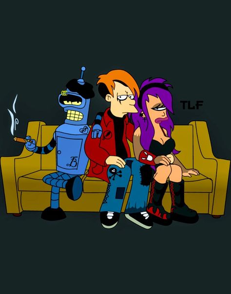 Gothic Bender, Fry & Leela, Futurama Fry Futurama, Leela Futurama, Snl Funny, Beer Quotes Funny, Halloween Quotes Funny, Lumpy Space Princess, Cheesy Jokes, Adventure Time Marceline, Adventure Time Finn