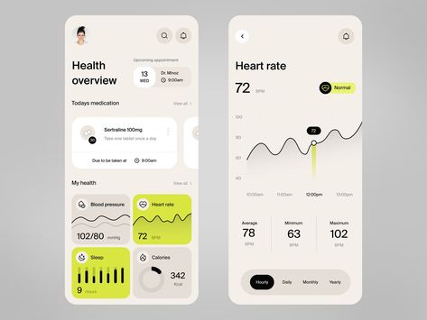 Healthcare app by Jack on Dribbble Health Tracker App, Gym Tracker, Health App Design, App Design Layout, Medical App, Wellness Apps, Medication Tracker, App Interface Design, Tracking App