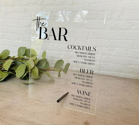 Menu Acrylic, Stanly Ranch, Menu Drink, Margarita Bar, Acrylic Bar, Acrylic Wedding Sign, Spicy Margarita, Wedding Signs Diy, Signature Drinks Sign