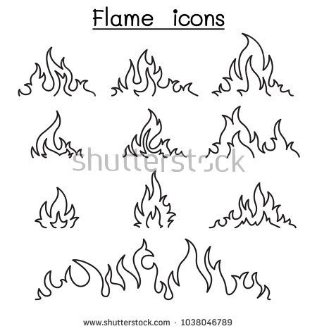 Fire Aesthetic Drawing, Flame Doodle, Flames Drawing, Fire Drawing, Flame Tattoos, Fire Flames, Line Vector, Flame Art, Fire Tattoo