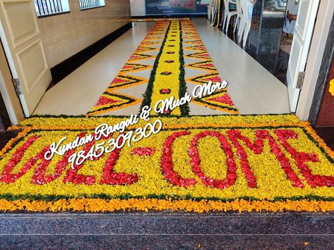 #Welcome Pooja decoration #flower decoration Welcome Ideas For Jiju, Flower Entry Decoration, Baby Welcome Flower Decoration, Welcome Bride Decoration Ideas At Home, Entry Flower Decoration, Welcome Home Flower Decoration, Pooja Flower Decoration Ideas, Welcome Bhabhi Decoration Ideas, Kanku Pagla Decoration At Home Flowers