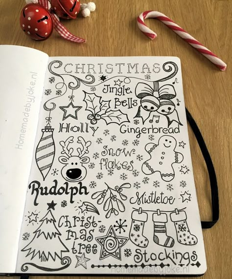 Bullet Journal Christmas, December Bullet Journal, Copic Drawings, Arte Doodle, Bullet Journal 2019, Bullet Planner, Christmas Doodles, Diary Ideas, Bullet Journal Themes