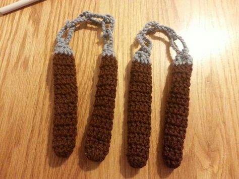 Crochet nunchucks Crochet Nunchucks, Nunchucks, Homemade Gifts, Gift Ideas, Crochet, Gifts