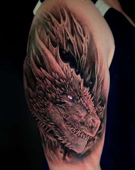 Viserion Tattoo, Game Of Thrones Tattoo Sleeve, Drogon Game Of Thrones Tattoos, House Targaryen Tattoo, Games Of Thrones Tattoo, House Of The Dragon Tattoo, Game Of Thrones Dragon Tattoo, Dragon Tattoo Game Of Thrones, Game Of Thrones Tattoo Ideas