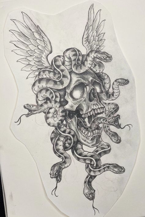 Board by illson – 127 pins Skull Medusa Tattoo, Medusa Skull Tattoo, Skull Snake, Tattoo For Son, Medusa Tattoo, Infinity Tattoos, Book Tattoo, Blackwork Tattoo, Flash Tattoo