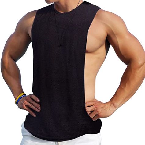 PRICES MAY VARY. 92% Polyester, 8% Spandex Imported Pull On closure Fabric - 92% Polyester and 8% Spandex, Soft, Lightweight, Quick-dry. Design - Loose Fit, crew neck drop armhole sleeveless tank top. Feature - Maximum exposure your muscle body. Occasion - Ideal for bodybuilding training running gym performance activities. Size Guide - ONE size up is suggested if you are well-built or prefer loose fit. Item Name: Men's Sleeveless Muscle Stringer Tank Top Cut Open Gym Training Bodybuilding Vest S Bodybuilding Tank Top, Gym Workout Guide, Stringer Tank Top, Cut Tank Top, Cut Off Shirt, Open Gym, Gym Tees, Lycra Men, Muscle Shirt