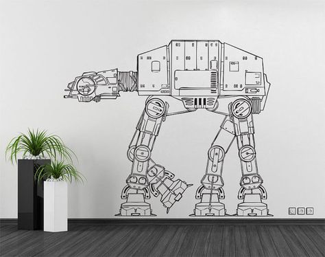 AT-AT Walker Wall Decal Sticker vinyl Wall Art by Buaphun on Etsy Star Wars Zimmer, Star Wars Bathroom, Star Wars Wall Decal, Star Wars Wall, Star Wars Bedroom, Star Wars Nursery, At At Walker, Star Wars Room, Walker Art