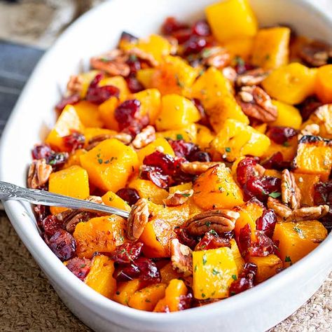 This Roasted Pumpkin with Cranberry and Pecans is a sweet and savory side dish that is full flavor! The perfect holiday side dish for Thanksgiving, Christmas, or Easter. It's an easy roasted veggie dish that takes a few minutes to prepare but adds wonderful delicious roasted vegetables to your fall or holiday table. Plus there is maple syrup in there which makes everything taste amazing! Cranberry Pecan Pie, Southern Veggies, Savory Fall Recipes, Homemade Turkey Gravy, Savory Pumpkin, Savory Pumpkin Recipes, Slow Cooker Pumpkin, Pumpkin Cranberry, Roasted Pumpkin