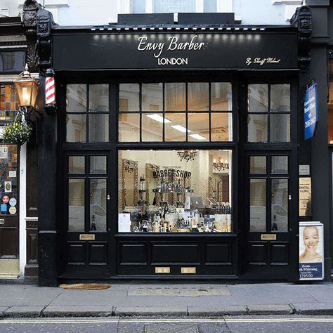 Moody Barber Shop, Barber Shop Exterior, Barbershop Exterior, Sunroom Exterior, Barbershop Design Interior, Barbershop Design, Town Ideas, Barber Shop Decor, Goth Hair