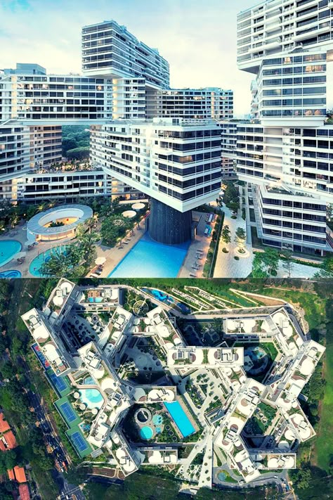 The Residential Complex Concept, Apartment Complex Aesthetic, Residential Complex Concept, Terraces Architecture, Interlace Singapore, Apartment Complex Design, Cubic Architecture, Luxury Apartments Interior, Roof Terraces