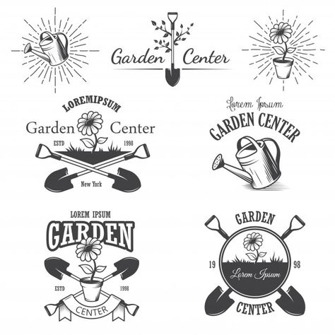 Set of vintage garden center emblems, la... | Free Vector #Freepik #freevector #logo #flower #vintage #tree Landscaping Logo, Roots Logo, Logo Garden, Farm Logo Design, Logo Design Examples, Tree Logo Design, Plant Logos, Monochrome Style, Spa Logo