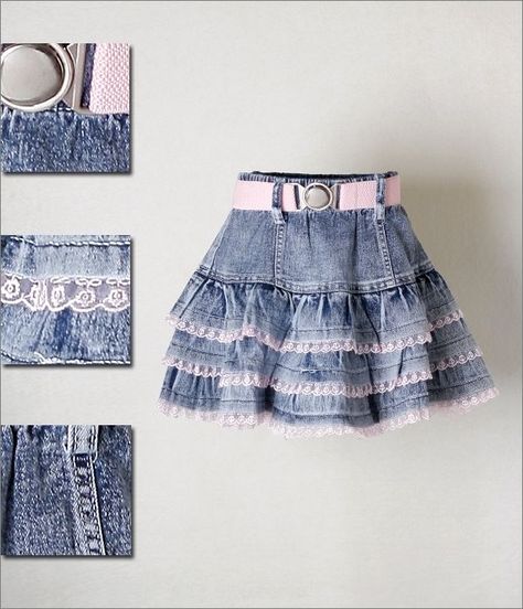 Girls Denim Skirts, Sewing Jeans, Tutorial Ideas, Trendy Sewing, Denim Ideas, Upcycle Jeans, Denim Crafts, Jeans Diy, Old Jeans