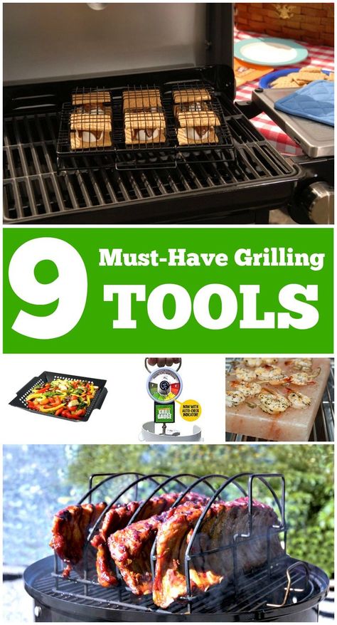 9 Must-Have Grilling Tools and Gadgets -- These BBQ tools and gadgets are must… Grilling Gadgets, Bbq Ribs Recipe, Ribs Bbq, Bbq Equipment, Bbq Recipe, Grill Tools, Grilling Utensils, Italian Meats, Ribs On Grill