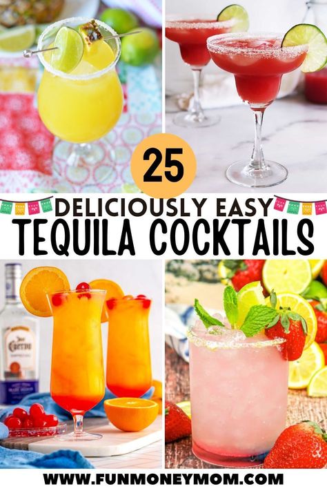 Looking for easy Tequila Cocktails for your next party? From familiar favorites like margaritas and palomas to fun twists like tequila mimosas, these cocktails are guaranteed to add a splash of excitement to any occasion! Fun Tequila Cocktails, Patron Cocktails, Easy Tequila Cocktails, Tequila Cocktails Easy, Patron Drinks, Tequila Drinks Easy, Tequila Drinks Recipes, Cocktail Recipes Tequila, Best Tequila