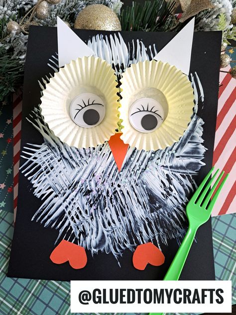 Fork Painted Owl Craft Idea For Kids Preschool Owl Theme, Fork Art For Kids, Easy Owl Crafts For Preschoolers, Calendar Art Ideas For Kids, Owl Crafts Preschool, Owl Crafts For Kids, Creative Activities For Toddlers, Snowy Owl Craft, Fork Painting