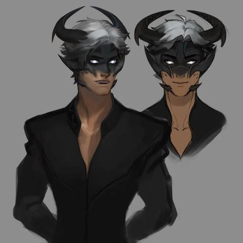 Mammon Character Design, Cute Demon Character Design, Tentacle Oc Male, Horned Character Design Male, Humanoid Creature Design Male, Cambion Art Dnd, Feral Character Design, Green Tiefling Male, Teifling Male Character Art