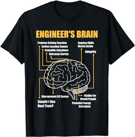 Amazon.com: Engineer's Brain - Funny Sarcastic Engineering Gift Short Sleeve T-Shirt : Clothing, Shoes & Jewelry Brain Funny, Funny Engineering, Engineering Humor, Degree Design, Engineering Gifts, Tshirt Funny, Funny Sarcastic, Shirt Store, Sarcastic Humor