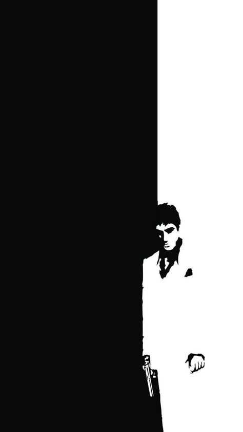 Scarface Black And White, Black And White Phone Wallpaper, Narcos Wallpaper, White Phone Wallpaper, Scarface Wallpaper, Antonio Montana, Iphone Background Inspiration, Scarface Poster, Black And Grey Wallpaper