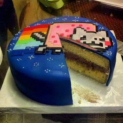 Nyan Cat Cake Creepy Cake Ideas, Emo Cake, Silly Cakes, Mlp Cake, Cute Baking, Nyan Cat, Cat Cake, Pretty Birthday Cakes, Just Cakes