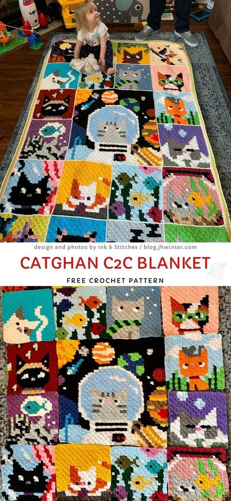 C2c Crochet Cat Blanket, Crochet Cat Pattern Blanket, Cat Crochet Pattern Free Blanket, C2c Cat Blanket, Cat Crochet Blanket Pattern Free, Cat C2c Crochet Pattern, Pixel Crochet Blanket Pattern, C2c Cat Pattern, Crochet Cat Blanket Pattern Free