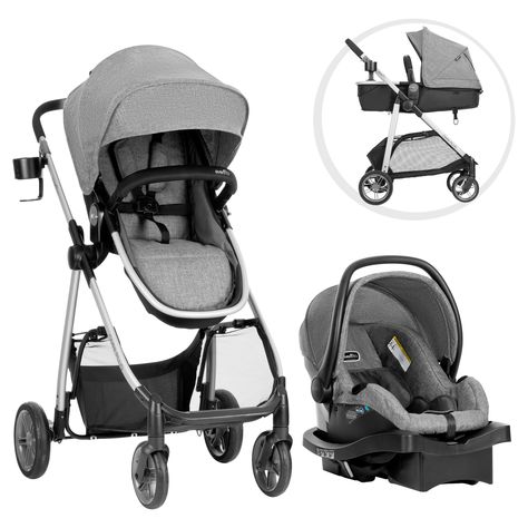 Evenflo Omni Plus Modular Travel System with LiteMax Sport Rear-Facing Infant Car Seat, Mylar Gray - Walmart.com Carseat Safety, Car Seat And Stroller, Large Storage Baskets, Infant Car Seat, Travel System Stroller, Baby Trend, Baby Protection, Baby Proofing, Baby Seat