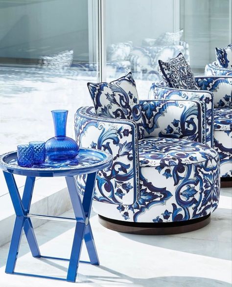 Blue And White Chairs, Beach House Interior Design, Luxury Furniture Living Room, Blue White Decor, Scalpel, Living Room Design Decor, Display Furniture, Bespoke Interiors, Amber Interiors