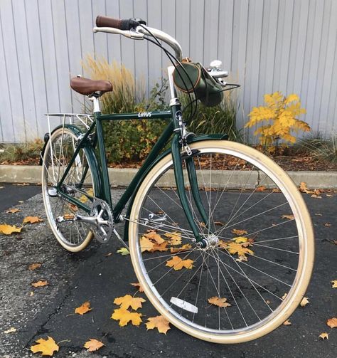 The Roadster Sport in Racing Green featured on the Fall streets of Boise, Idaho. Linus Bike, Bicycle Aesthetic, Aesthetic Bike, Green Bicycle, Green Bike, Bike Aesthetic, Retro Gadgets, Pretty Bike, Bike Basket