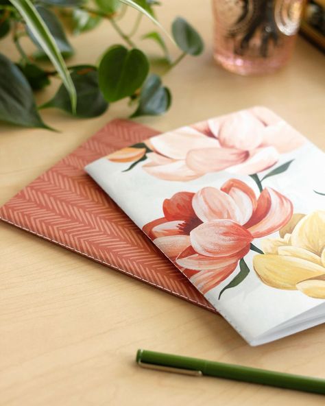 Pretty Stationery, Paper Flower Art, Notebook Set, Notebook Cover Design, Coordinating Patterns, Beautiful Stationery, The Embrace, Handmade Books, Cute Stationery